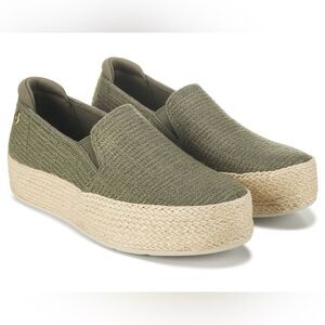 Skechers Bobs Martha Stewart Olive Platform Espadrille Slip-Ons size 9.5 EUC
